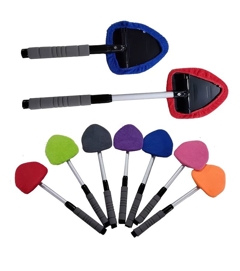 Pink Set of 3 Car Windshield Cleaning Brushes Ultra Fine Fiber Telescopic Glass Cleaner - Image 4