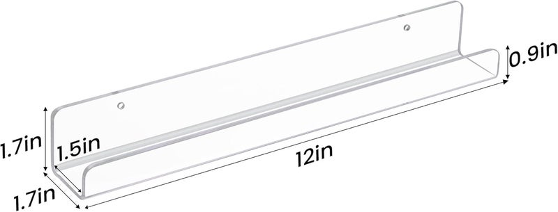 upsimples 8 Pack Vinyl Record Wall Mount Shelves, 12" Vinyl Holder for Album Record Storage & Display, Clear Acrylic Floating Shelves for Wall Decor, Kids Bookshelf, Magazine Rack, Picture Ledge - Image 3