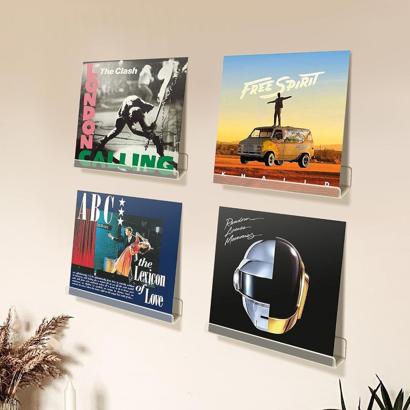 upsimples 8 Pack Vinyl Record Wall Mount Shelves, 12" Vinyl Holder for Album Record Storage & Display, Clear Acrylic Floating Shelves for Wall Decor, Kids Bookshelf, Magazine Rack, Picture Ledge - Image 5