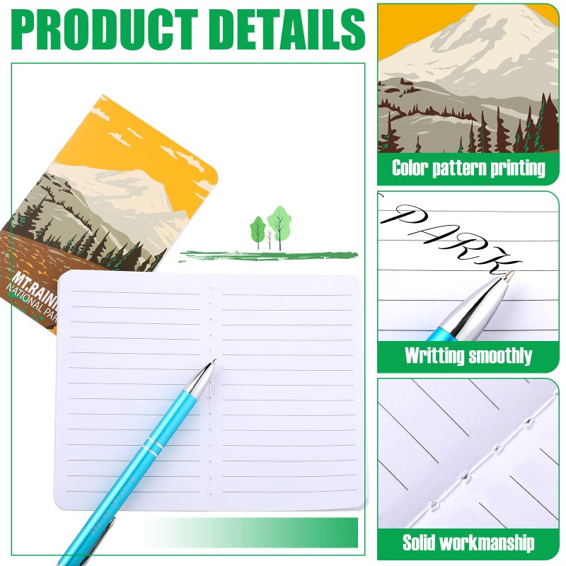 Sureio 20 Pack National Park Mini Notebook Pocket Adventure Notebook Memo Book Mountain Art Prints Small Notepad for Adventure Seekers, Hikers, Travellers, 3.2 x 5 Inches,10 Styles - Image 2