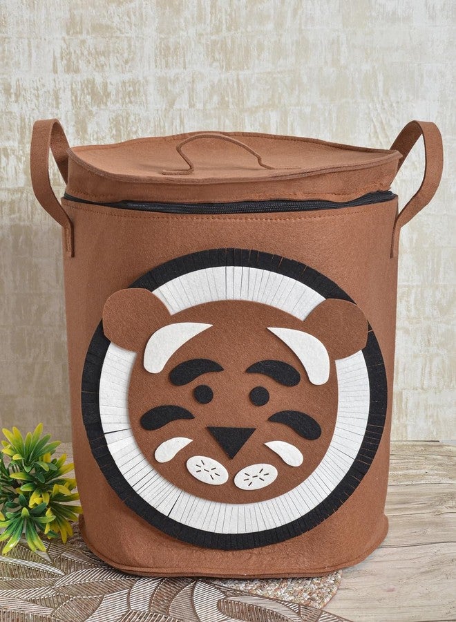 FABINALIV Brown Cartoon Design Canvas Multi Purpose Organiser with Lid (FLOR-1131-Brown) - Image 1