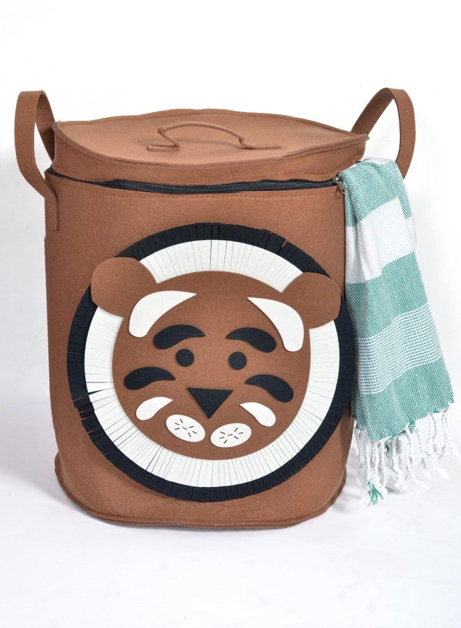 FABINALIV Brown Cartoon Design Canvas Multi Purpose Organiser with Lid (FLOR-1131-Brown) - Image 3