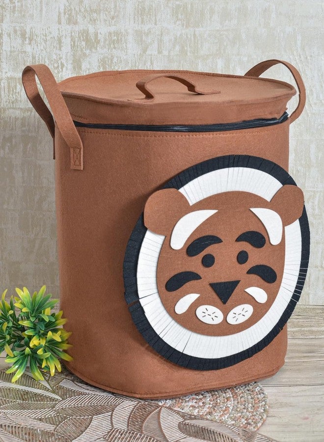 FABINALIV Brown Cartoon Design Canvas Multi Purpose Organiser with Lid (FLOR-1131-Brown) - Image 2