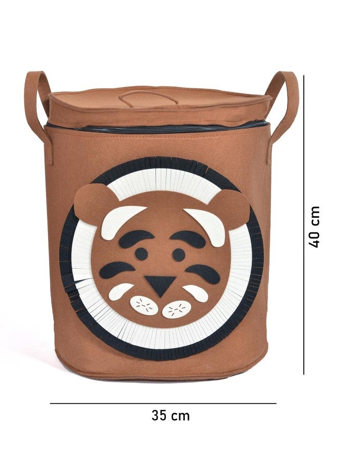 FABINALIV Brown Cartoon Design Canvas Multi Purpose Organiser with Lid (FLOR-1131-Brown) - Image 4