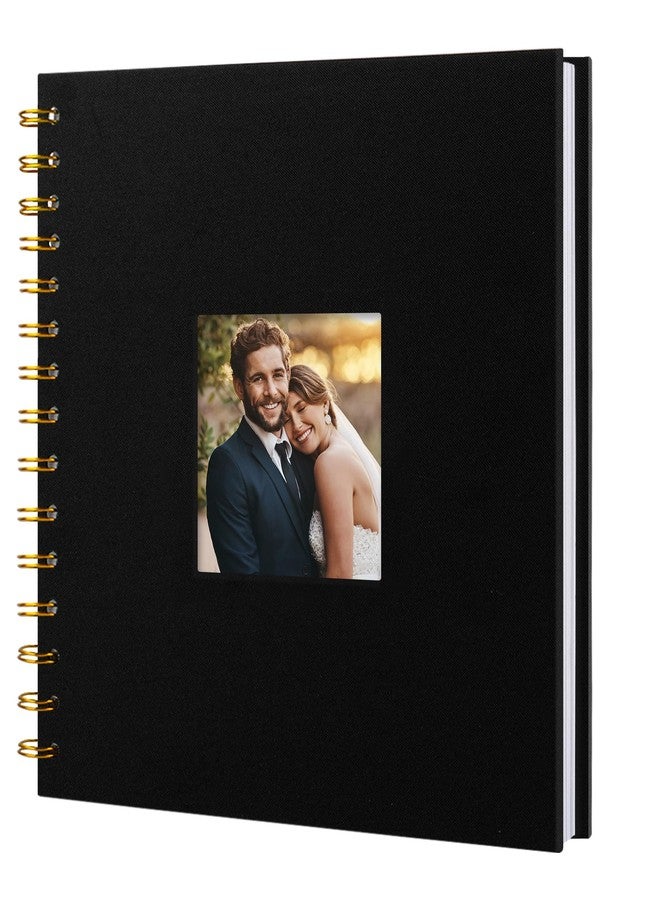 Hiwhy Scrapbook Photo Album Linen Cover, 8 x 8 Inch Hardcover Kraft White Pages Memory Book, for Travel Wedding Guest Book Christmas Baby Shower (20 Sheets/ 40 Pages,Black) - Image 1