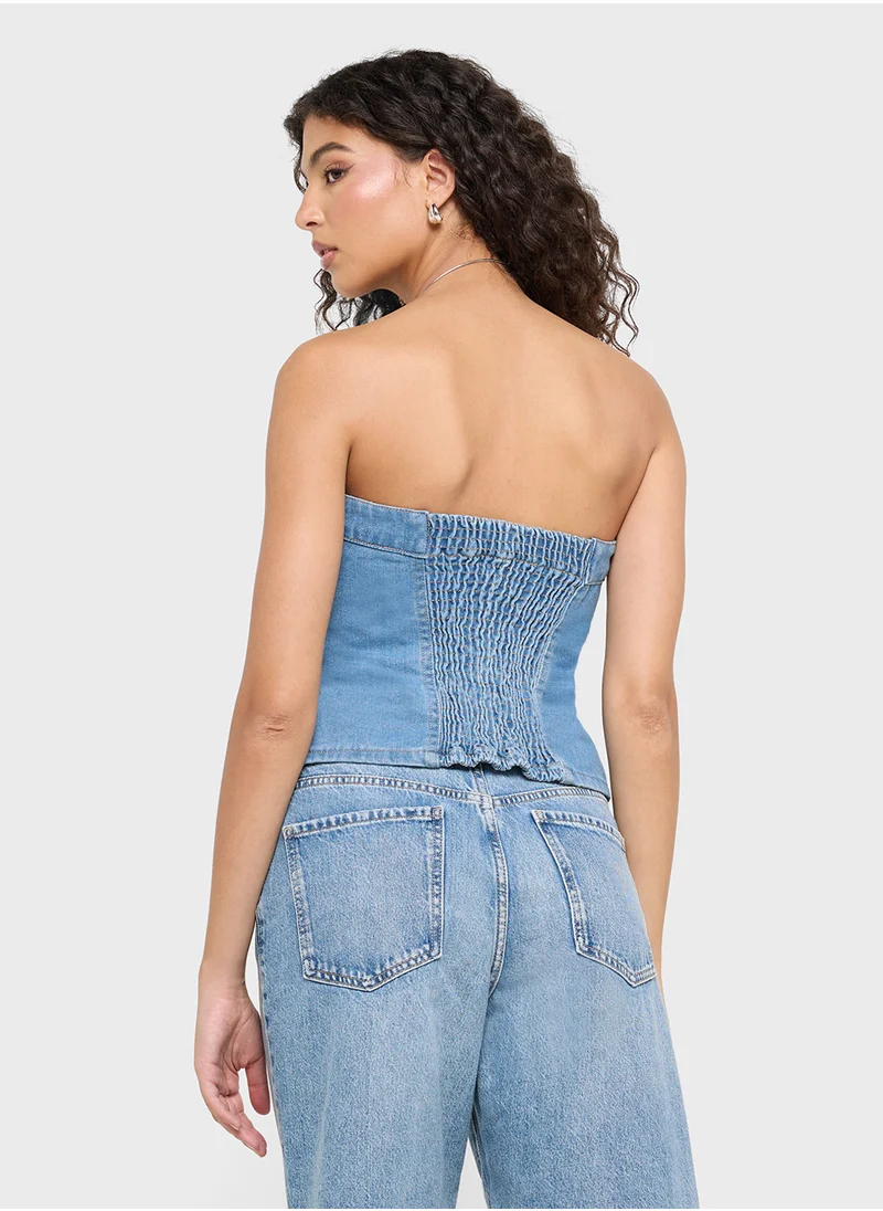 Ginger Denim Button Down Corset Top