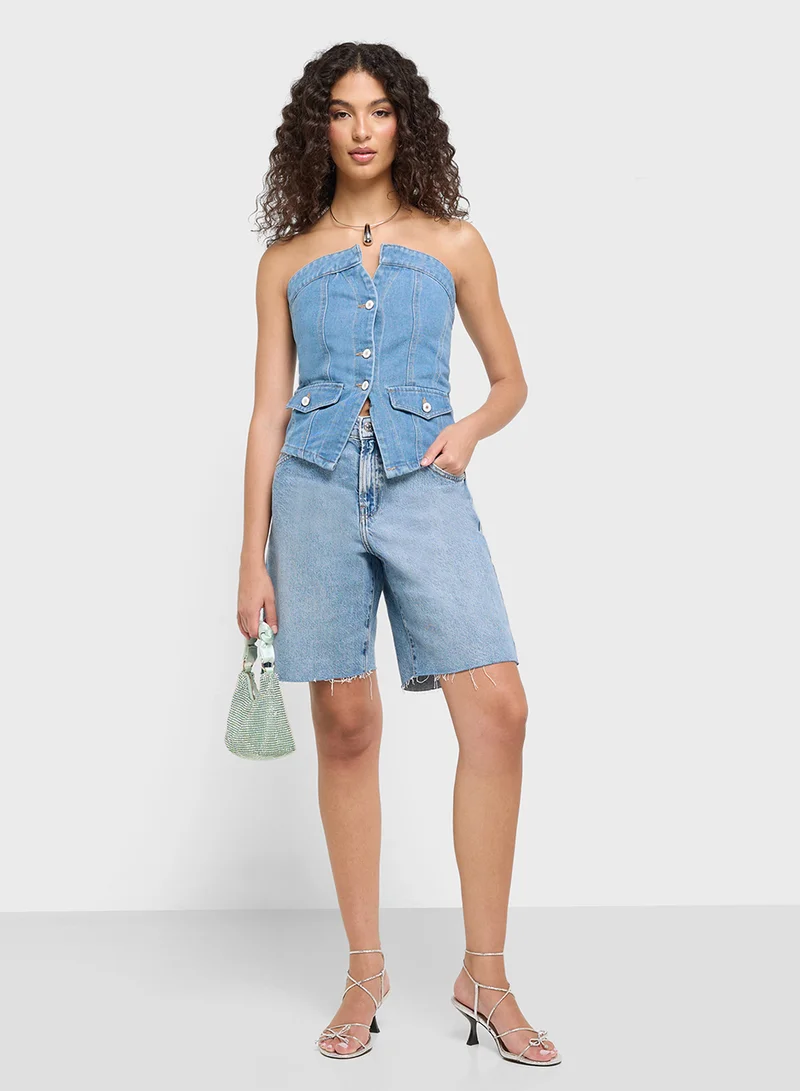 Ginger Denim Button Down Corset Top