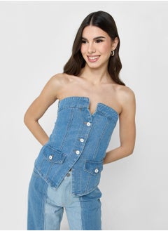 Ginger Denim Button Down Corset Top  - Image 1