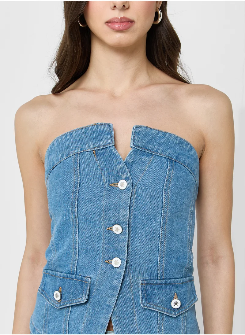 Ginger Denim Button Down Corset Top