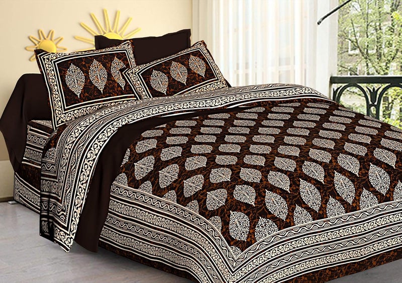 WESTLYN 100 Cotton 220 TC Rajasthani King Size Bedsheet Double Cotton Bedsheet with 2 Pillow Covers Bedsheets Fast Color 30