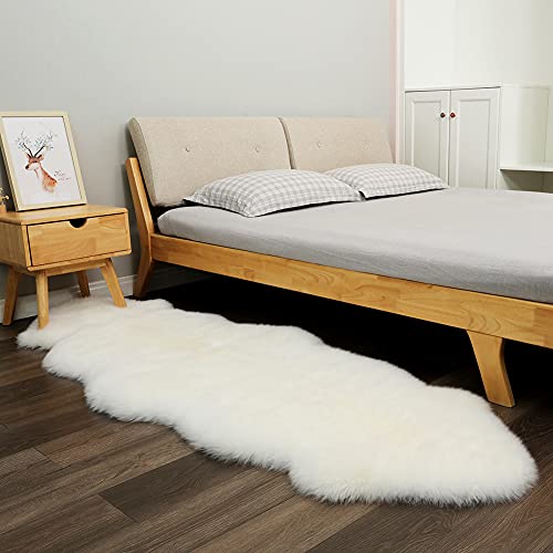 LLB Genuine Sheepskin Area Rug Wool Rug Fur Carpet Fluffy Shaggy Fur Rug for Living Room Kids Bedroom Real Sheepskin Throw Lambskin Rugs Sofa Mat Chair Seat Covers (Ivory White, 2 x 6 ft Sheepskin) - Image 5