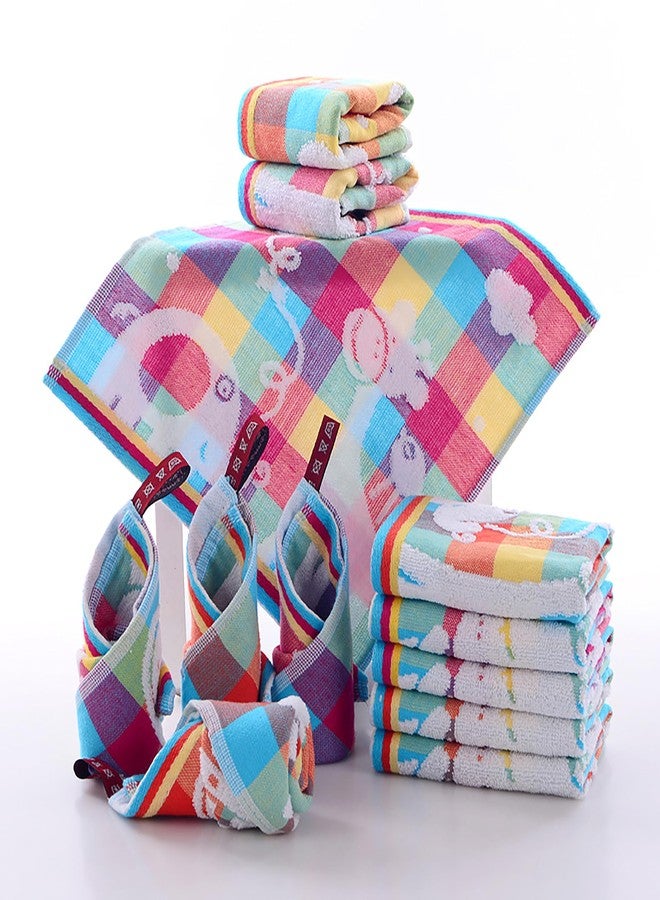CLUZE Cute Face Towel Set for Women Girls Baby Kids Super Soft Extra Absorbent 100% Cotton Handkerchief (25x25 cm) (Multicolor) (Pack of 6) - Image 3