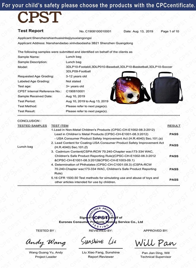 7-Mi Portable Kids Lunch Box Bag, Reusable Insulated Lunch Tote Kids Boys Girls Washable Crossbody Lunch Container Food Carrier Football Printed For 36 months To 7 Years - Image 2