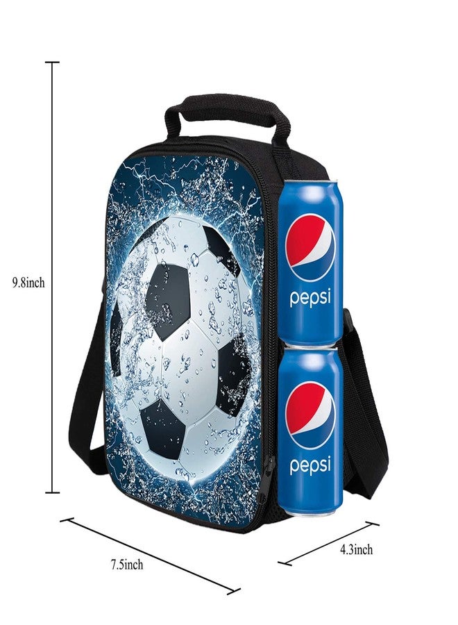 7-Mi Portable Kids Lunch Box Bag, Reusable Insulated Lunch Tote Kids Boys Girls Washable Crossbody Lunch Container Food Carrier Football Printed For 36 months To 7 Years - Image 4