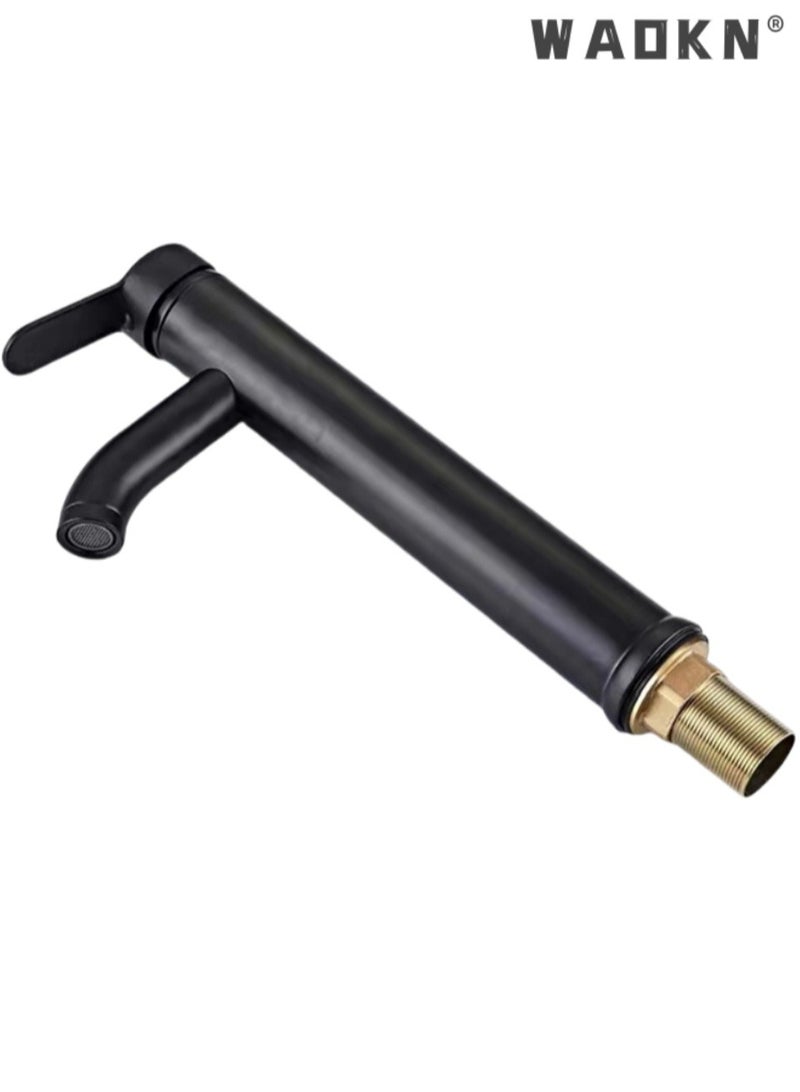 WAOKN Vessel Sink Faucet, Matte Black Waterfall Spout Bathroom Faucet, Tall Single Handle One Hole Bowl Mixer Tap, Waterfall Spout Lavatory Vanity with Pop Up Drain,Single Lever Faucet,Black - Image 3