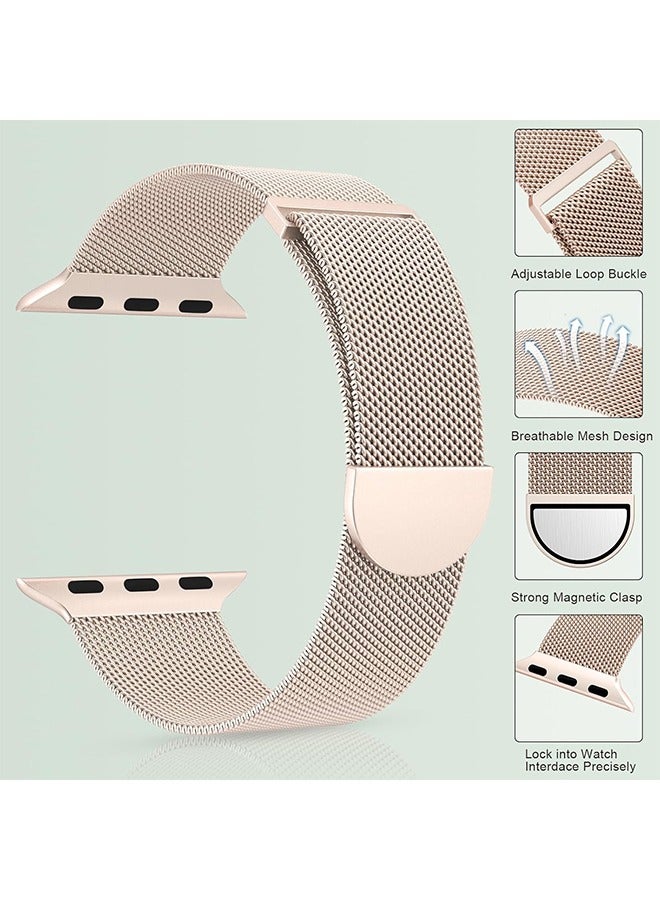 عام متوافق مع Apple Watch Band Series 9 ، Ultra 2 ، SE ، Ultra 8 7 6 5 4 3 2 1 3 42mm 44mm 45mm 49mm Women and Men ، Pethel Steel Loop Clasp Clasp Placence for - Image 1