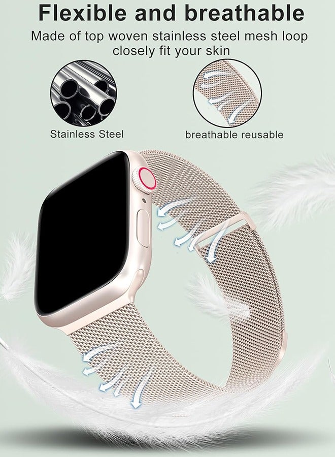 عام متوافق مع Apple Watch Band Series 9 ، Ultra 2 ، SE ، Ultra 8 7 6 5 4 3 2 1 3 42mm 44mm 45mm 49mm Women and Men ، Pethel Steel Loop Clasp Clasp Placence for - Image 2