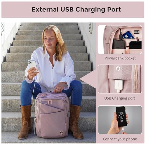 Swissdigital Design Laptop Backpack for Women,College Bookbags with USB Charging Port,Cute Computer Backpacks for Work Business,Pink | KATY ROSE - Image 2