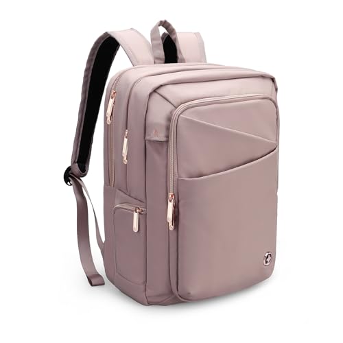 Swissdigital Design Laptop Backpack for Women,College Bookbags with USB Charging Port,Cute Computer Backpacks for Work Business,Pink | KATY ROSE - Image 1