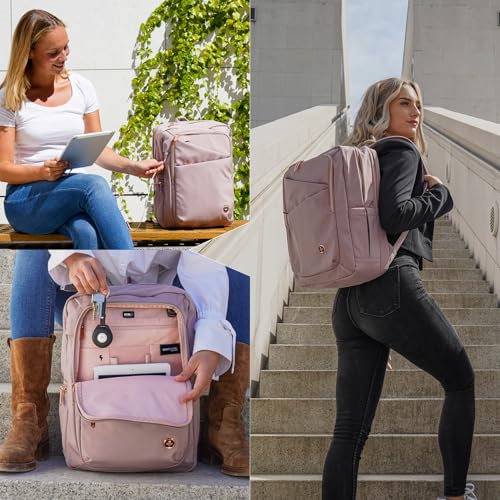 Swissdigital Design Laptop Backpack for Women,College Bookbags with USB Charging Port,Cute Computer Backpacks for Work Business,Pink | KATY ROSE - Image 3