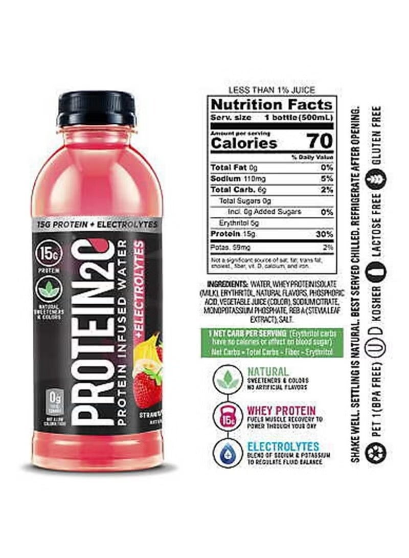 PROTEIN20 Protein2o Protein Infused Water + Energy Strawberry Banana – Pack of 12 - Image 4