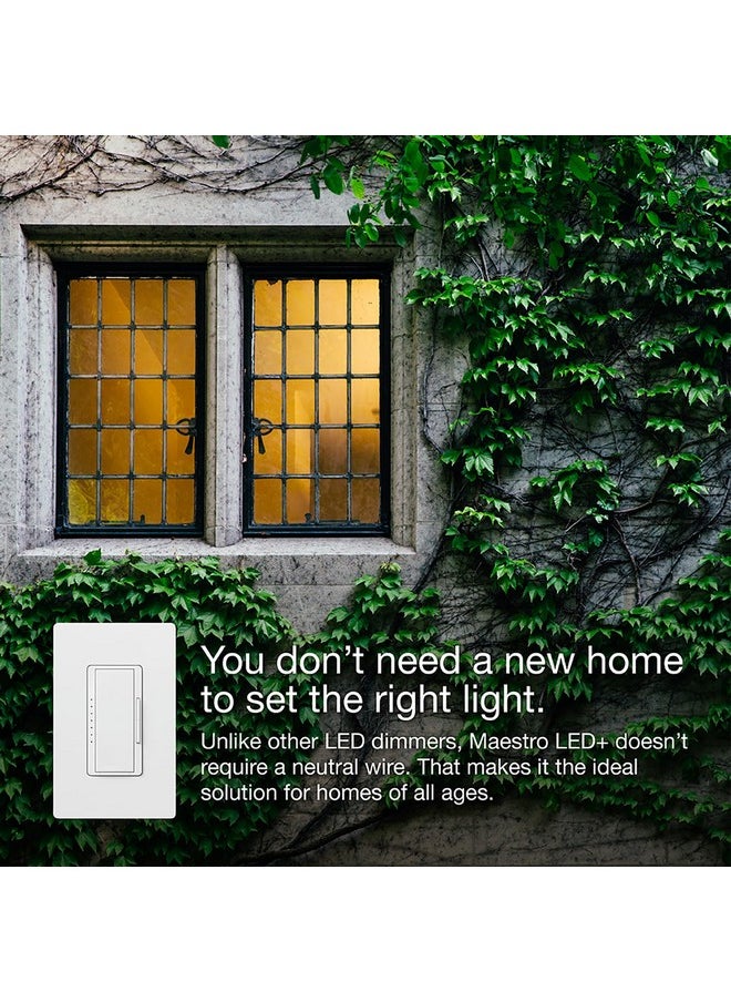 LUTRON Lutron Maestro LED+ Dimmer Switch for Dimmable LED, Halogen and Incandescent Bulbs, 150W/Single-Pole or Multi-Location, MACL-153M-WH, White (2-Pack)  - Image 4