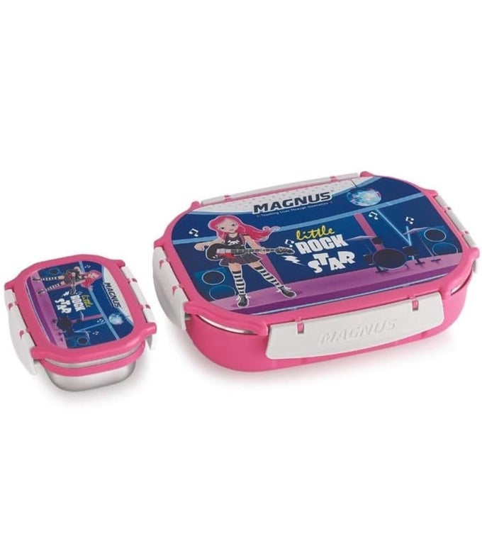 SPIKE KIDS PP PINK LUNCH BOX - 800ML STAINLESS STEEL CONTAINER WITH 150ML | LEAKPROOF & INSULATED LUNCH BOX FOR KIDS, BOYS, GIRLS, HOT MEALS & OFFICE USE | LUNCH BOXES FOR OFFICE MEN