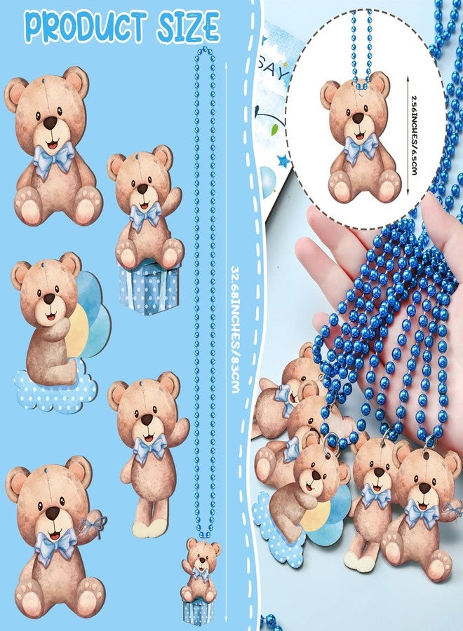 Beeveer 51 Pcs Don't Say Baby Shower Game Supplies Include Wooden Baby Shower Sign and 50 Necklaces for Gender Reveal Party Decor(Blue Bear) - Image 5