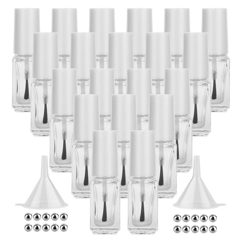 GTHER 20PCS 5ML Small Empty Nail Polish Glass Bottles with Brush Cap & Funnel & Mixing Balls for Nail Art Sample (Matte Black) - Image 1
