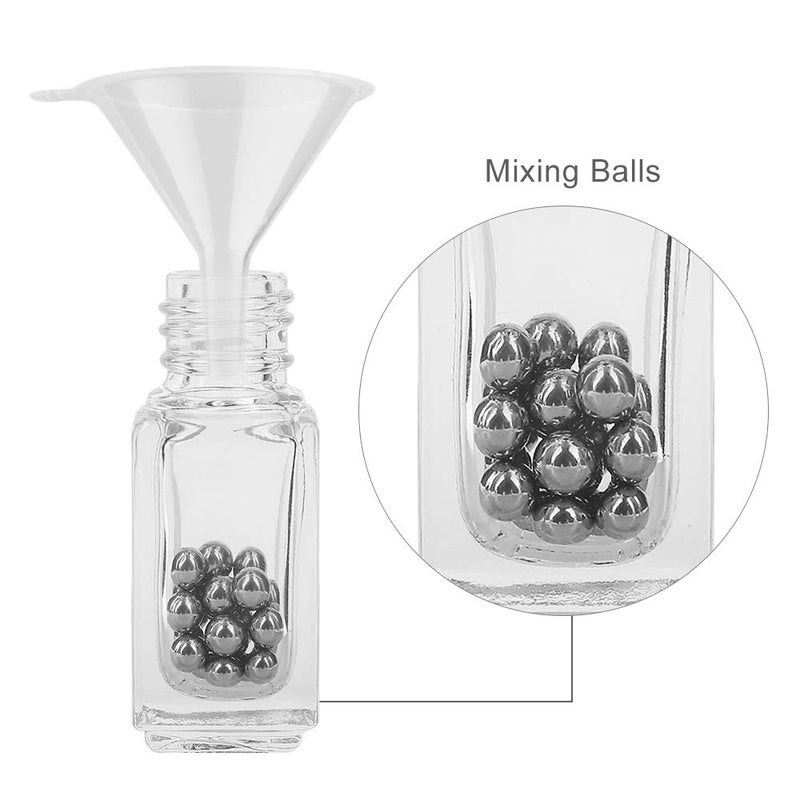 GTHER 20PCS 5ML Small Empty Nail Polish Glass Bottles with Brush Cap & Funnel & Mixing Balls for Nail Art Sample (Matte Black) - Image 5