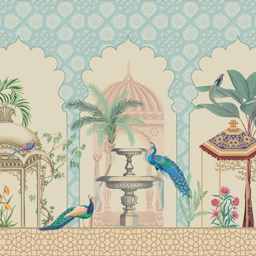 PAPER PLANE DESIGN Indian Ethnic Traditional Mughal Garden Pattern Wallpaper Mural for Living Room (6 FEET X 8 FEET, SELF Adhesive Vinyl) - Image 1