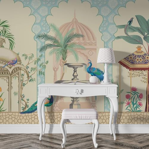 PAPER PLANE DESIGN Indian Ethnic Traditional Mughal Garden Pattern Wallpaper Mural for Living Room (6 FEET X 8 FEET, SELF Adhesive Vinyl) - Image 5