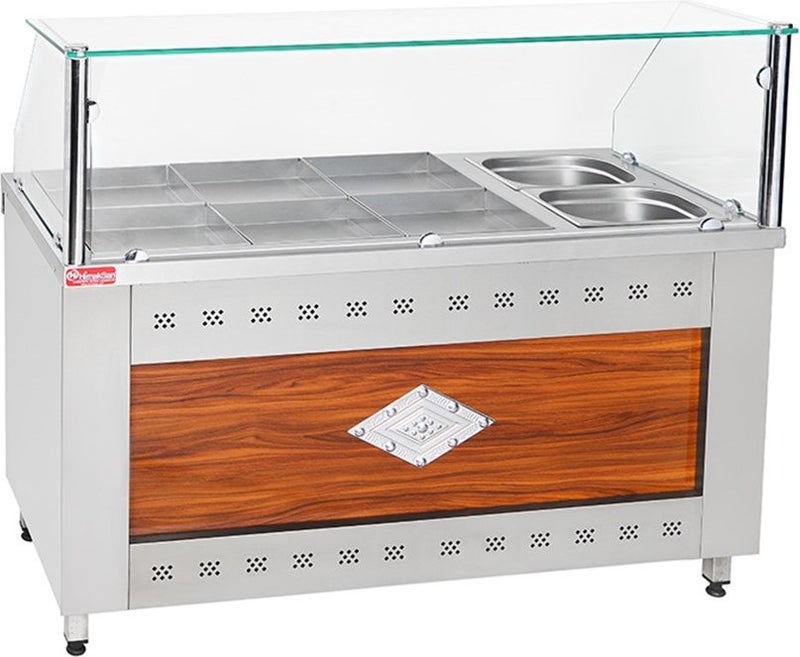 Himaksan Industrial 6+2 Natural Gas 6 Trays 2 Soup Chamber Bain-Marie 