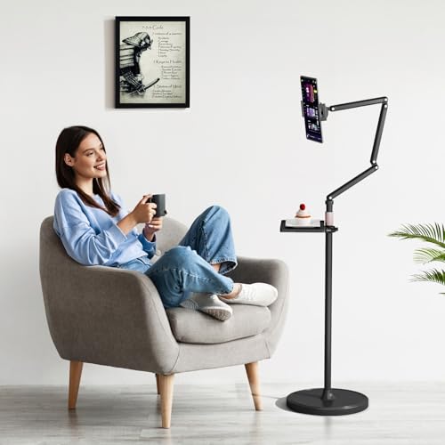 Houele Tablet Floor Stand with Removable Tray, iPad Floor Stand Holder for Bed, Height Adjustable Tablet Mount iPad Holder for 4.7”-15.6” Tablets iPads and Phones - Image 5