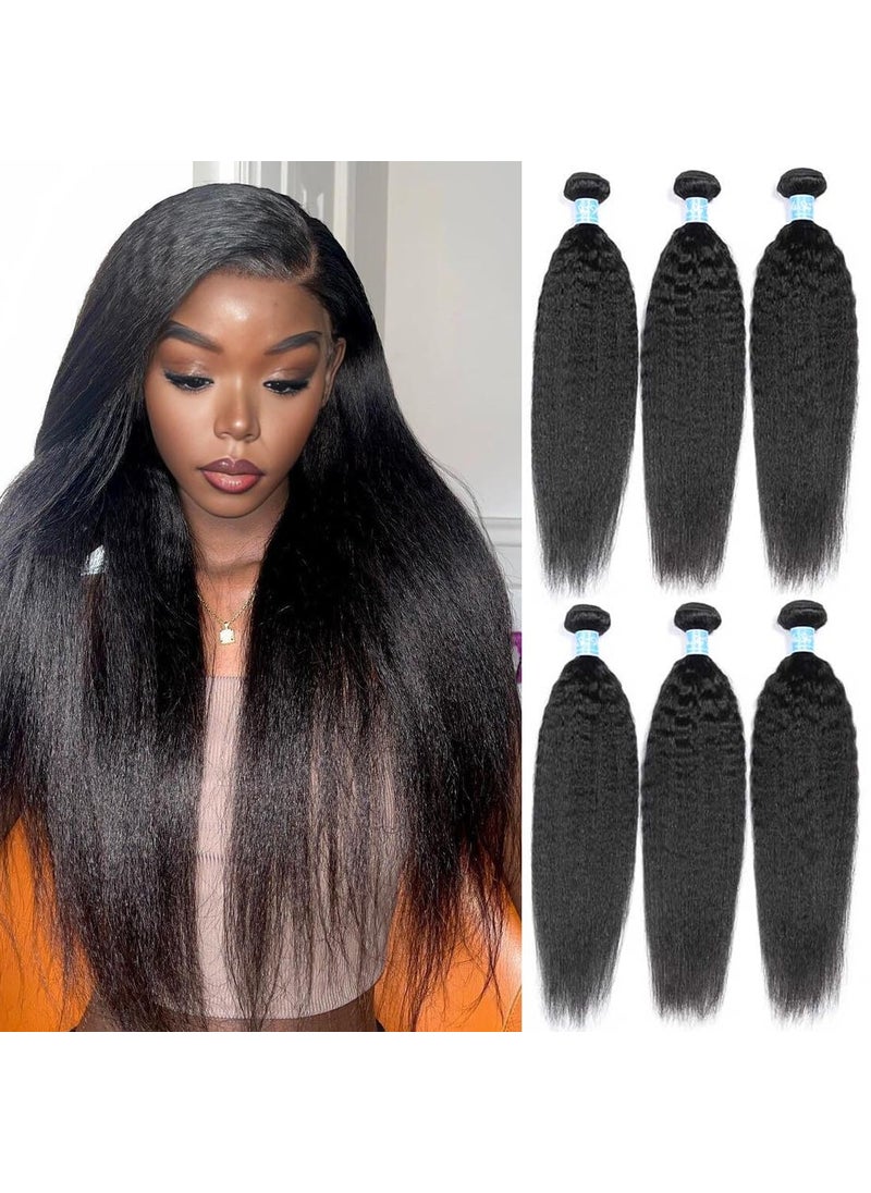 Panse Hair - 10A Kinky Straight 3 Bundles of Brazilian Hair 10 10 10 Inches Yaki Straight Virgin Brazilian Human Hair Extensions No Tangle No Shedding 1B Color - Image 1