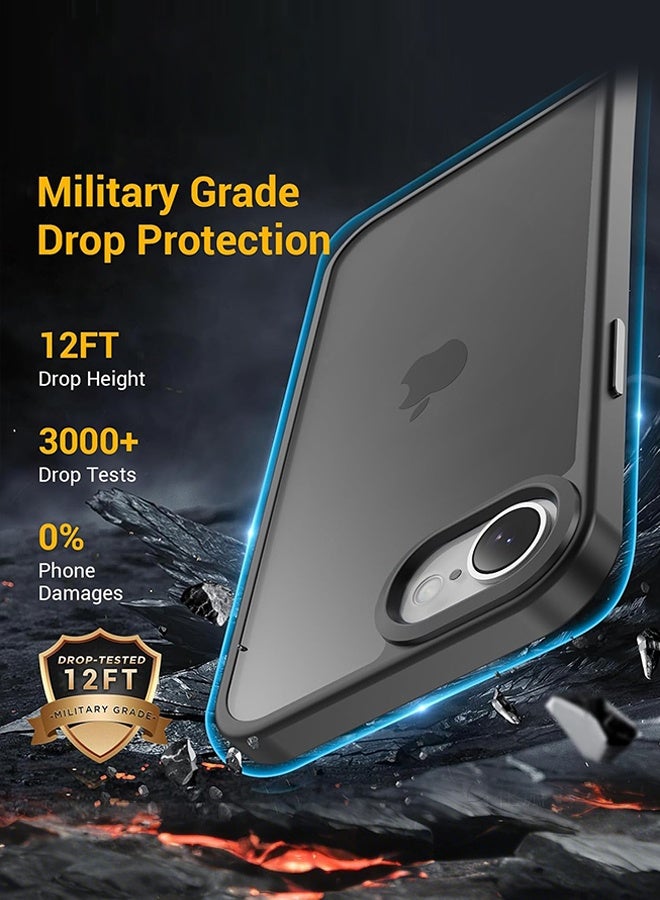 Tersely Matte Case for iPhone 16e (6.1 inch),Scratch-Resistant,Anti-Scratch Translucent Matte Back Phone Cover - Black - Image 5