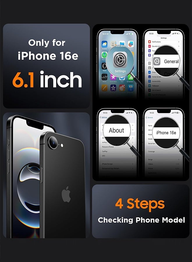 Tersely Matte Case for iPhone 16e (6.1 inch),Scratch-Resistant,Anti-Scratch Translucent Matte Back Phone Cover - Black - Image 2