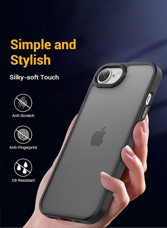 Tersely Matte Case for iPhone 16e (6.1 inch),Scratch-Resistant,Anti-Scratch Translucent Matte Back Phone Cover - Black - Image 4