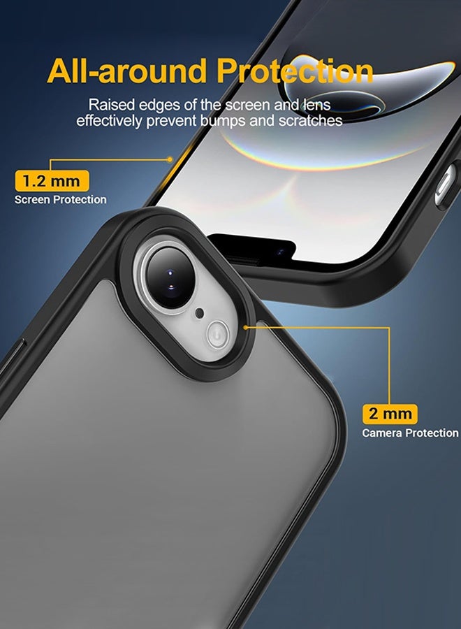 Tersely Matte Case for iPhone 16e (6.1 inch),Scratch-Resistant,Anti-Scratch Translucent Matte Back Phone Cover - Black - Image 3