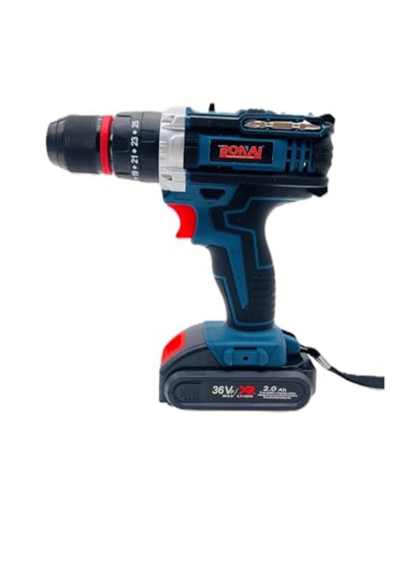 BONAI 36V Cordless Drill Set with 6 Bits, Flexible Extender, Car Polisher Attachment, Cutter, and More - Unleash Precision and Power in Every Project!