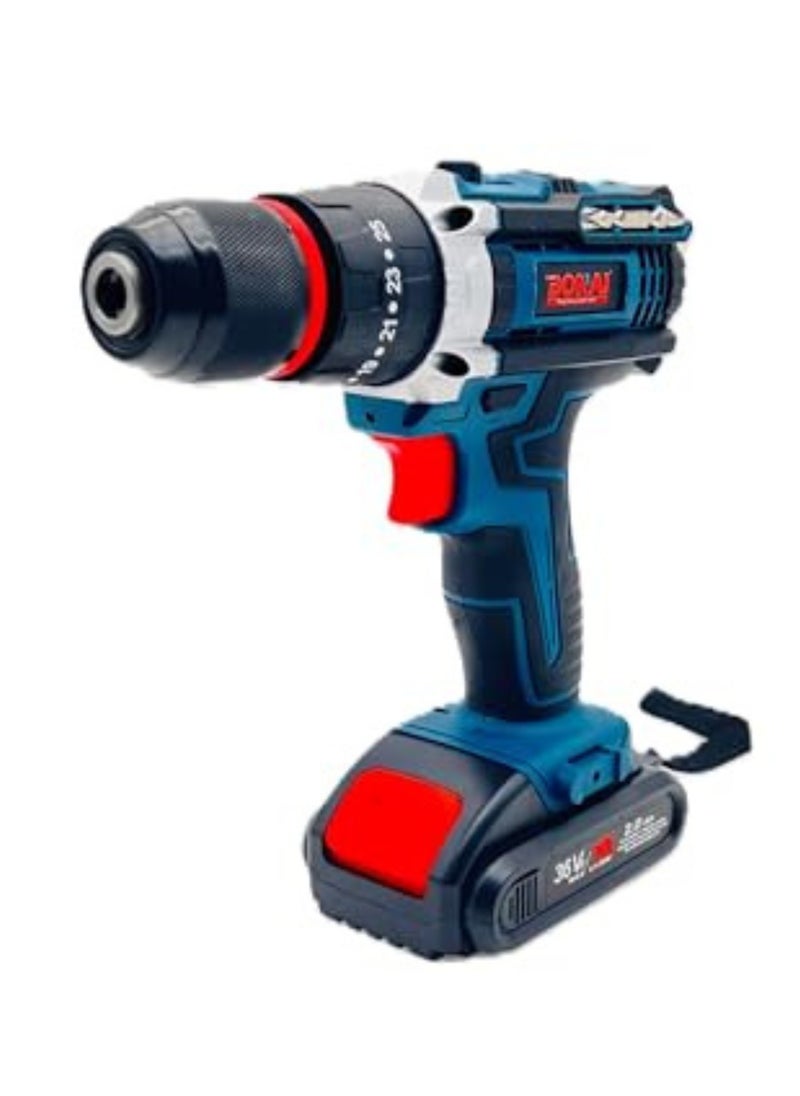 BONAI 36V Cordless Drill Set with 6 Bits, Flexible Extender, Car Polisher Attachment, Cutter, and More - Unleash Precision and Power in Every Project!