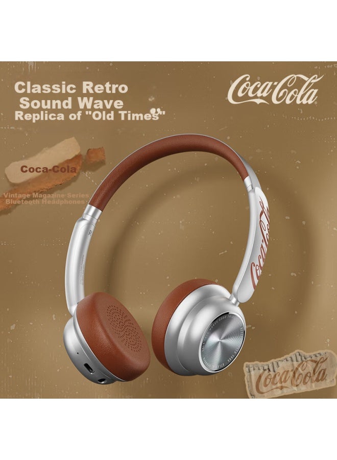 Coca-cola T26 Retro Headphones, Wireless Bluetooth Earphones, Trendy Music Metal, Internet Celebrity Fashion Celebrity Style, Couple Birthday Gift, Compatible With Apple, Huawei, Xiaomi - Image 1