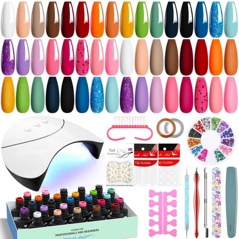 VANREESA 42 Pcs Gel Nail Polish Kit with U V Light 24 Colors Gel Polish Nail Set Glossy & Matte Top Coat Complete Nail Kit with Manicure Tools for All Seasons Gifts for Women Girls - Image 1