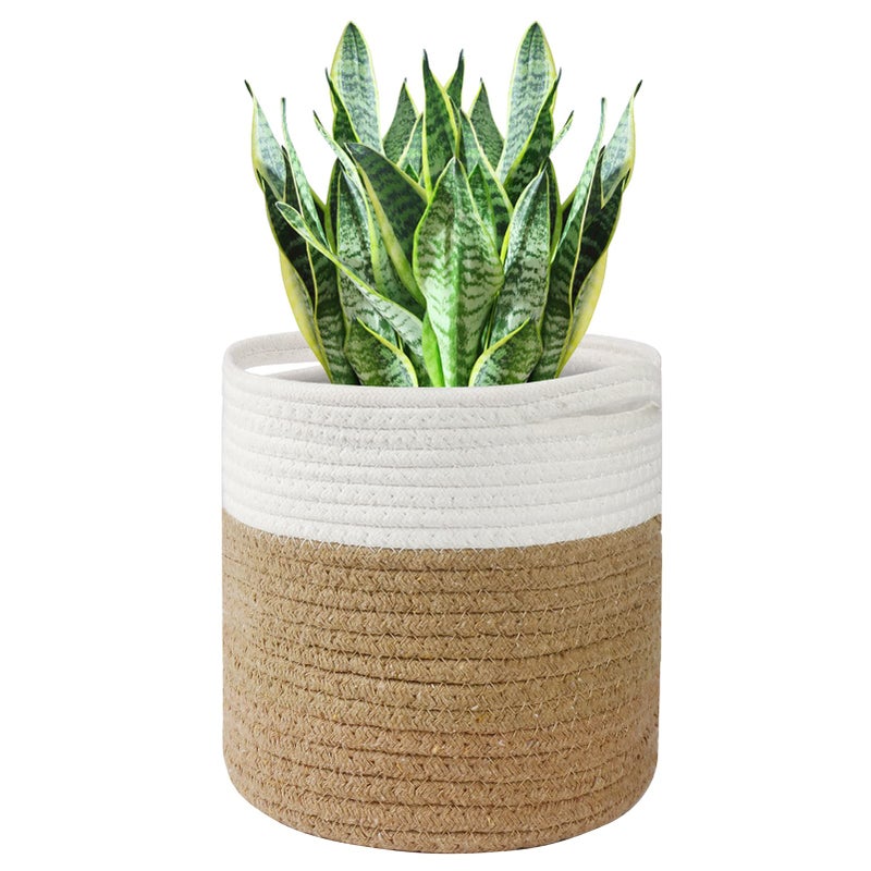 tenn well 30cm Indoor Pot for Plants with Liner, Cotton Woven Storage Basket Large Plant Pots for Indoor Plants, Flower Pot, Laundry Organiser and Home Decoration (30cm X 30cm)