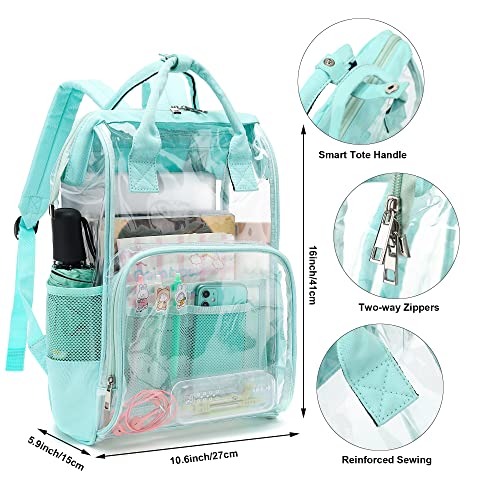 Yusudan Heavy Duty Clear Backpack for Men Women, School Bag Bookbag PVC Plastic Transparent Backpacks for Boys Girls (Mint Green) - Image 4
