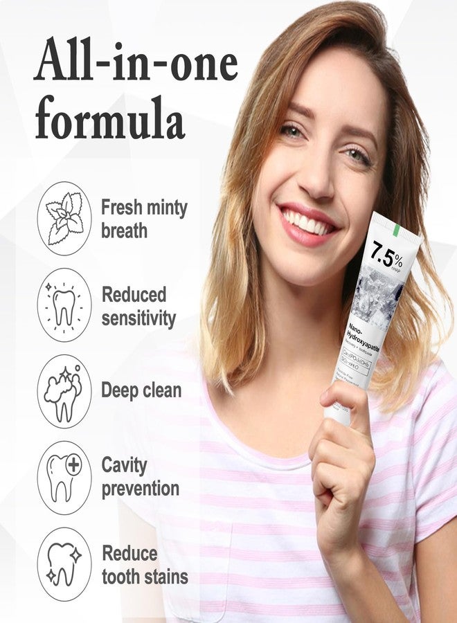 DRTRU 2PCS Hydroxyapatite Toothpaste 7.5 for Enamel Protection, Fluoride-Free Toothpaste for Sensitive Teeth, Fresh Breath, Mild Mint Flavor, 4.23 oz - Image 2