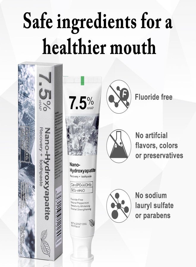 DRTRU 2PCS Hydroxyapatite Toothpaste 7.5 for Enamel Protection, Fluoride-Free Toothpaste for Sensitive Teeth, Fresh Breath, Mild Mint Flavor, 4.23 oz - Image 3