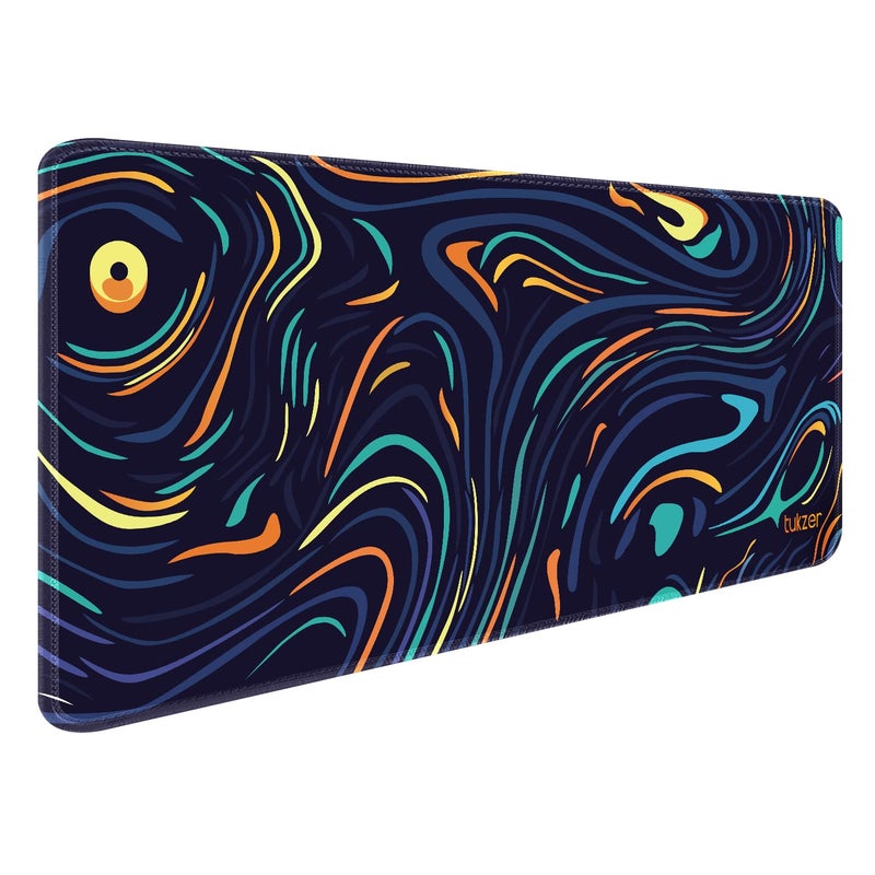tuKZer Retro Extended Gaming Mouse Pad, High-Speed Mouse Tracking & Control | Stitched Edges, Non-Slip Rubber Base| for Computer Laptop Keyboard Office Home (795mm x 298mm x 3.45mm, Color Waves) - Image 1