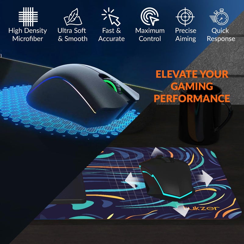 tuKZer Retro Extended Gaming Mouse Pad, High-Speed Mouse Tracking & Control | Stitched Edges, Non-Slip Rubber Base| for Computer Laptop Keyboard Office Home (795mm x 298mm x 3.45mm, Color Waves) - Image 3