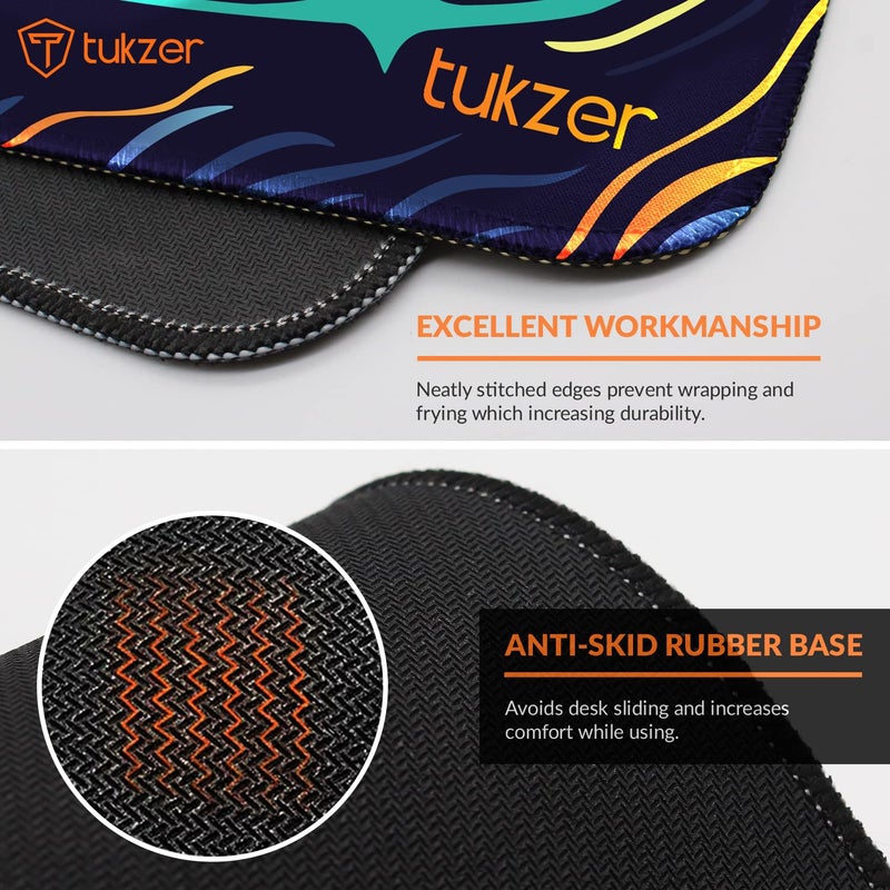 tuKZer Retro Extended Gaming Mouse Pad, High-Speed Mouse Tracking & Control | Stitched Edges, Non-Slip Rubber Base| for Computer Laptop Keyboard Office Home (795mm x 298mm x 3.45mm, Color Waves) - Image 4